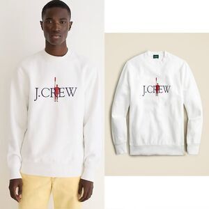 NWT J CREW Heritage 14 oz. fleece embroidered oarsman graphic sweatshirt